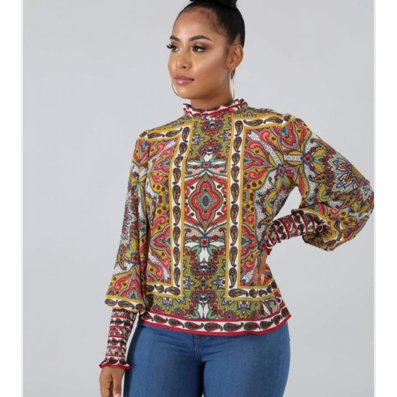 Multicolored Paisley Chiffon Blouse - Picture 3 of 5